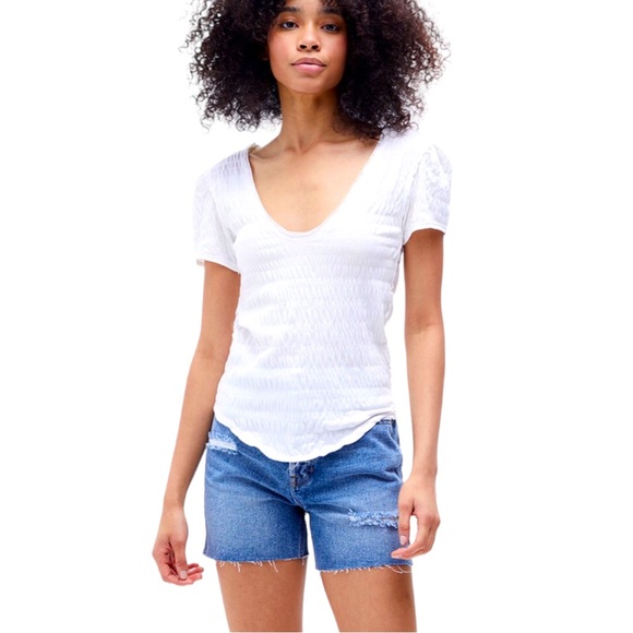 Free People We the Free Sugar Cube Short Sleeve Tee XS Optic White New with Tags - Picture 3 of 8